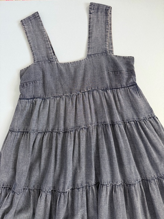Anthropologie The Helena Square-Neck Tiered Midi Dress: Smocked Denim Edition - Picture 4 of 6